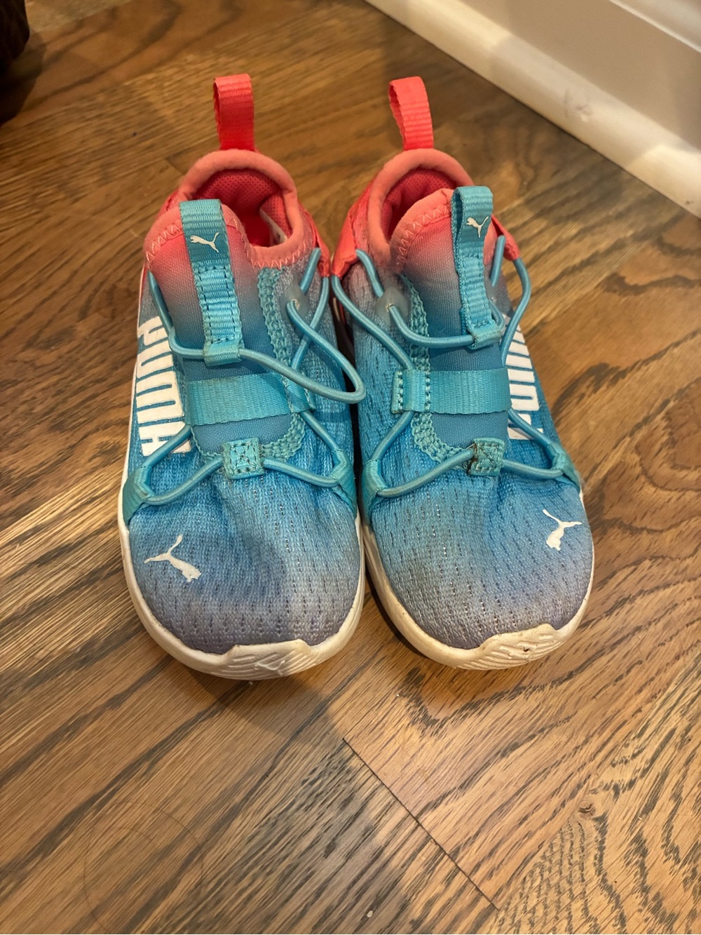 Puma Kids' Blue Pink Gradient Slip-On Athletic Shoes
